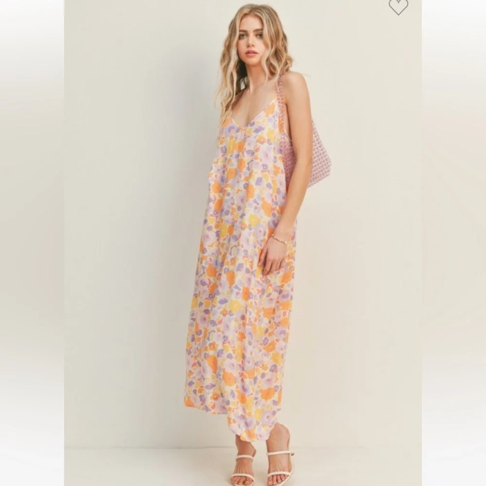 22 Floral cami maxi dress | tangerine lilac - Picture 3 of 5